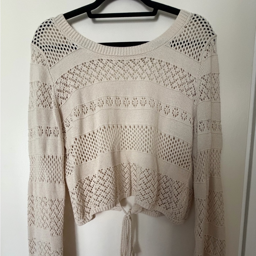 Aerie Cream Crochet Women's Sweater